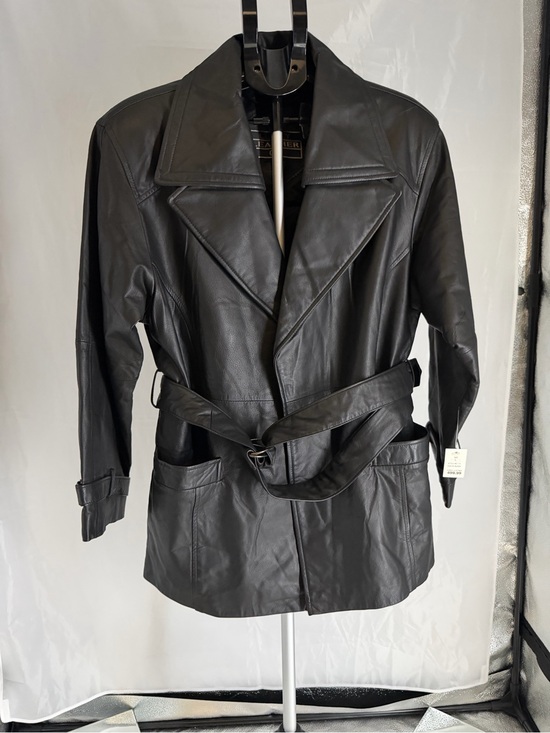 Lucky Leather Co. Other - Lucky Men Soft Lined Classic Black Genuine Leather Wrap Coat with Belt NWT SZLg